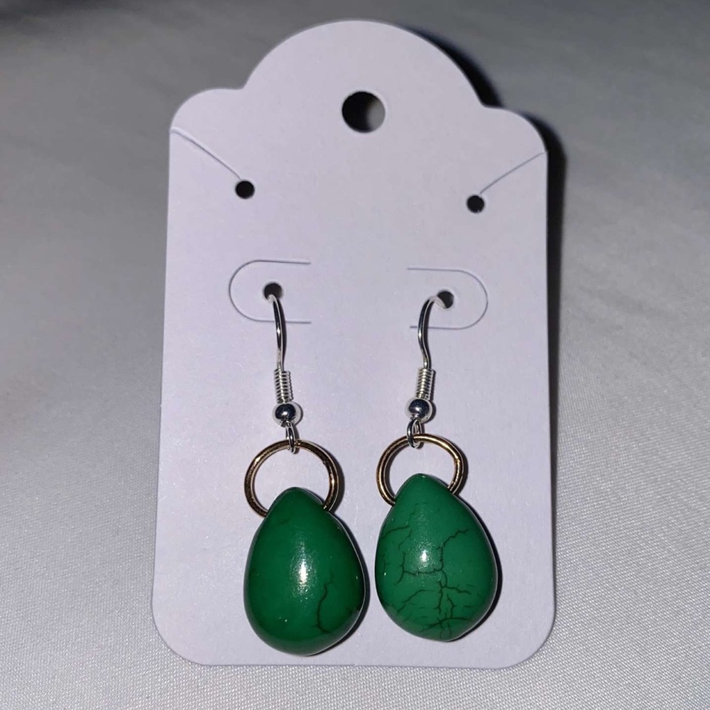 Green marbled earrings